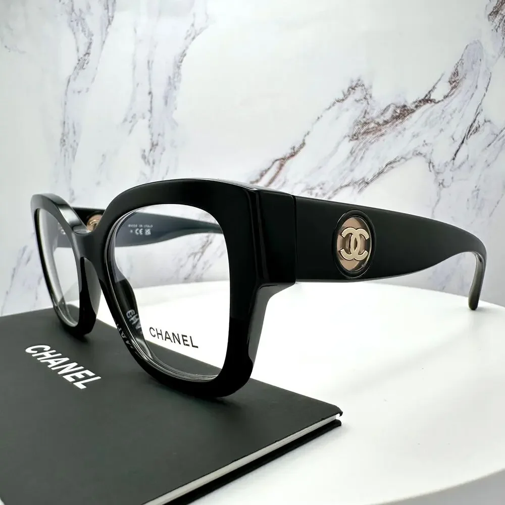 New CHANEL Eyeglasses CH3490 C622 Black 53mm Glasses Butterfly Gold CC Womens - Picture 4 of 16